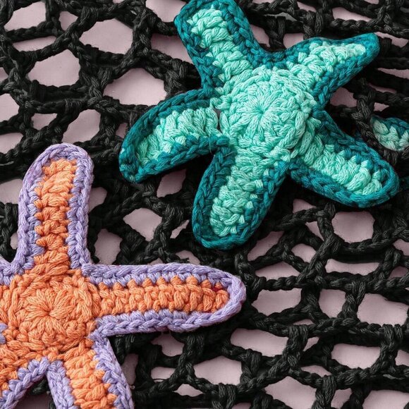 Black Women's Swim Springbreak Sexy Crochet Starfish Decor Beach Cover Up Shawl - Picture 5 of 6